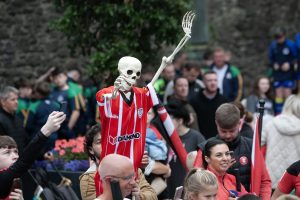 One of the more 'stand-out' Foyle Cup supporters on Monday.