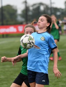 Imogen Jones, Sion Swifts Flame, controls the ball at the Vale Centre.