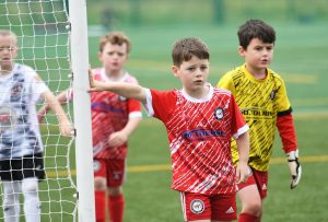 This Cappry Rovers under-8's player guards his near post.