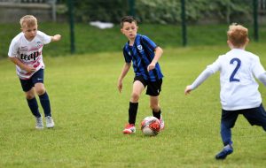 An Oxford United under-9's player in action at the Waterside Shared Village.