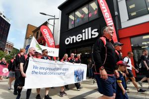 Match referees taking part in the O'Neill's Foyle Cup parade.