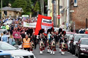 The O'Neill's Foyle Cup parade makes it's way down Great James Street.