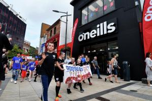 The Oxford Bulls team pictured taking part in the O'Neill's Foyle Cup parade.